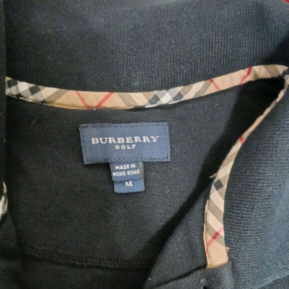 Burberry Golf Mens Polo Shirt Classic Fit With Check Trim blk Medium - Picture 5 of 16